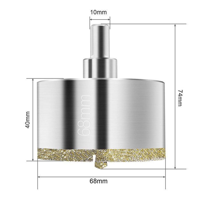 Scie cloche diamant 68 mm avec foret pilote central AIMOONSA – pour carrelage, verre, marbre