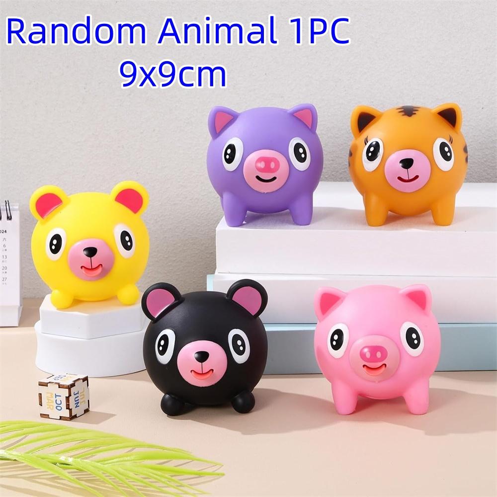 Screaming Pigs Squeeze Animal Ball Out with Sound Screaming Decompression Rubber Squeaky Toys Offi Stress Goodie Bag Stuffer