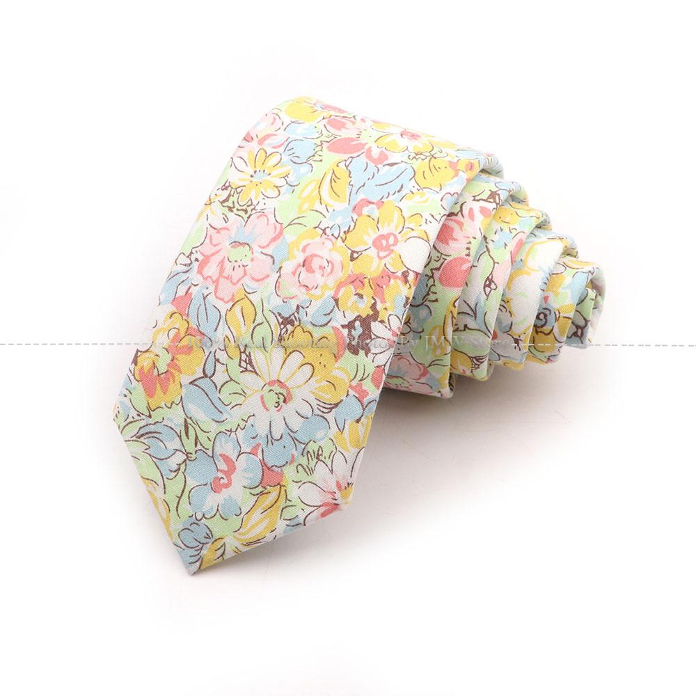 Новый шик, галстук с цветочным принтом, галстук из 100% хлопка, для мужчин, светлый цвет, повседневный узкий галстук, свадебная вечеринка