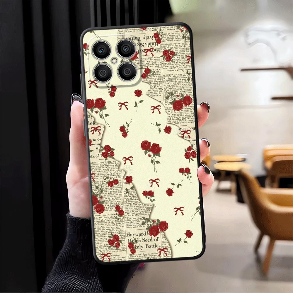 Чехол для телефона Funda для Honor 200 400 Lite X6 8X 70 X7 X8 Magic5Lite X9a 90 X5b Розовый бант