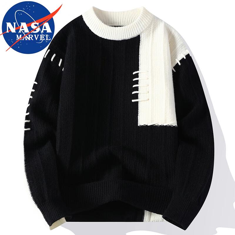 NASA MARVEL Men's Loose-fit Color-block Pullover Sweater