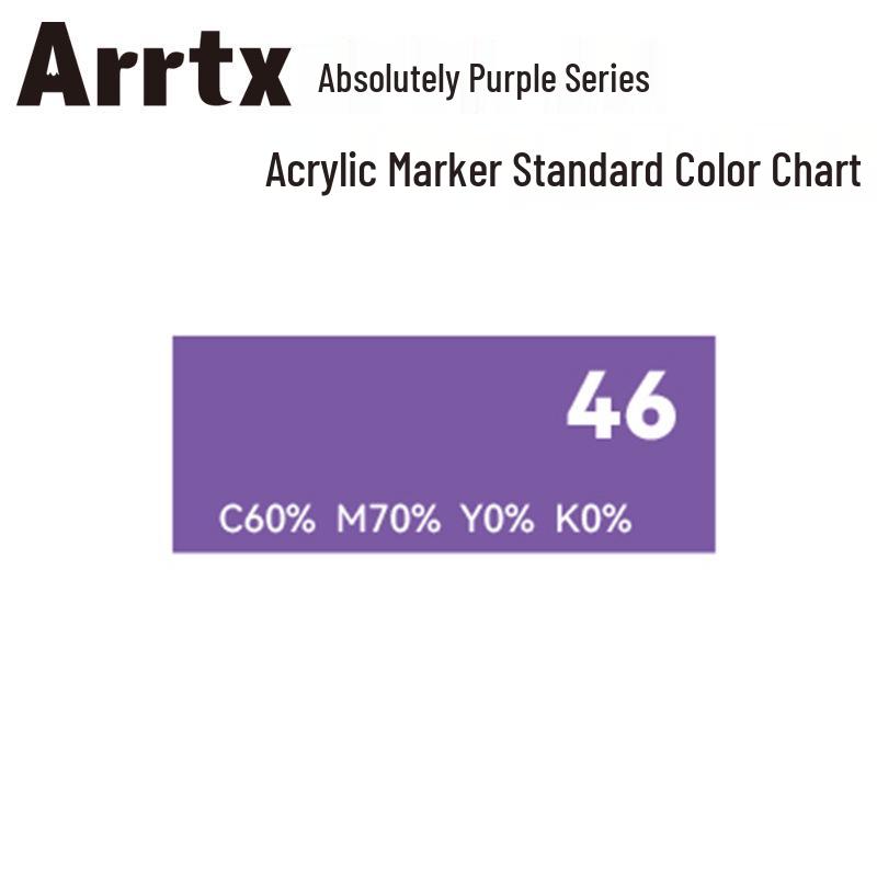 Arrtx Ataishi Акриловый маркер с мягким наконечником, 1 шт., Абсолютно фиолетовый, Стиль A/B, 30 цветов, Водонепроницаемый, Быстросохнущий, Непрозрачный.