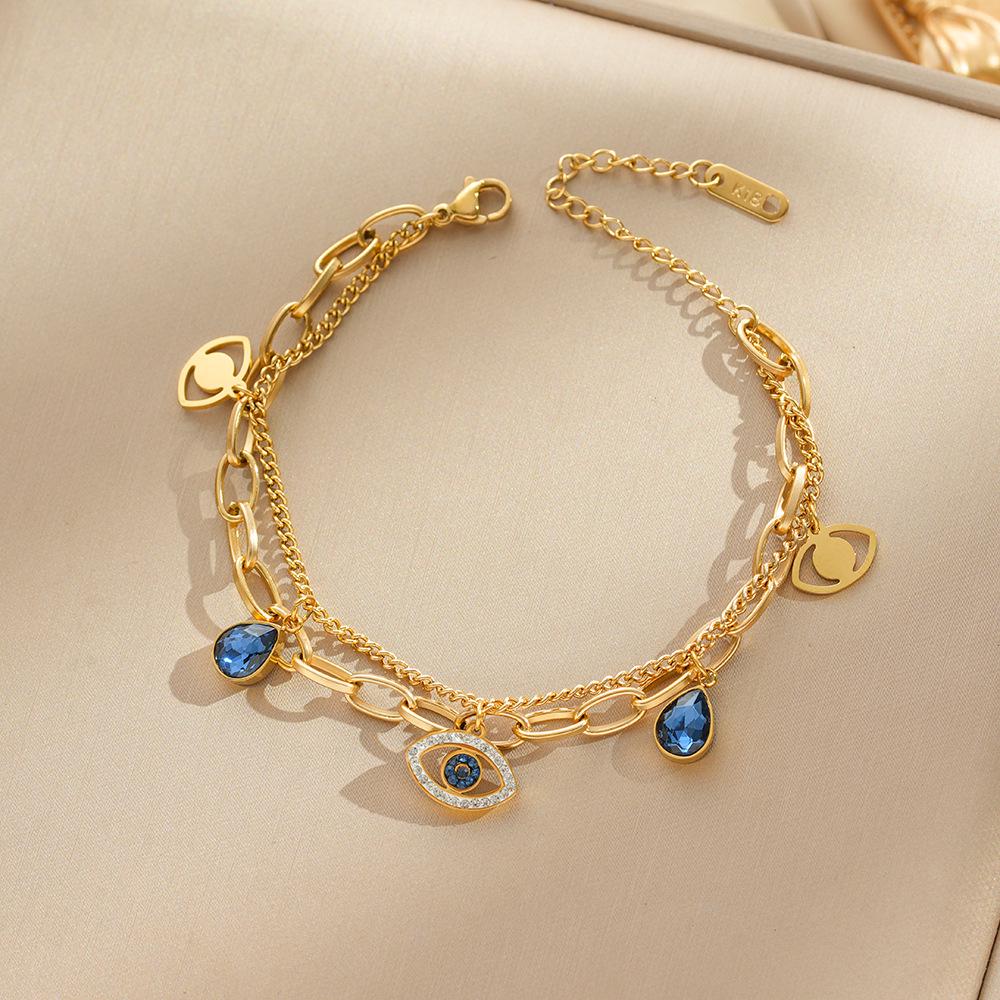 Браслет «Дьявольский глаз» европейского-американского происхождения: Стильные титановые стальные, не выцветающие, простые и универсальные украшения для рук