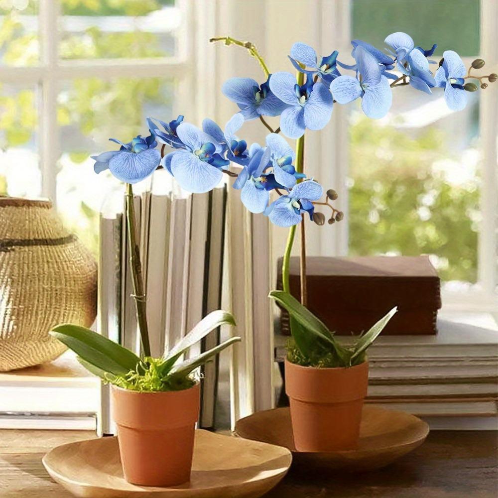 6 PCS Real Look Long Stem Artificial Flowers Faux Orchid Velvet Orchids 97cm Orchids Artificial Flowers for Tall Vase for Home Wedding Decoration