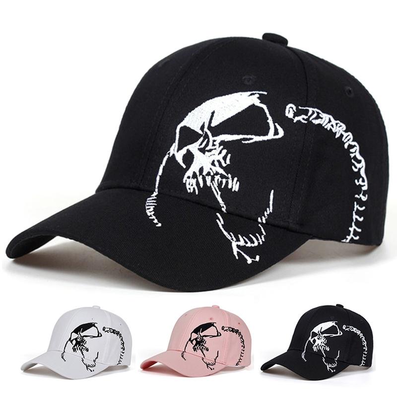 1PC Skull Punk Fashion Embroidery Baseball Cap Cotton Snapback Bone Hat Hip Hop Cap Men Women Dad Hat