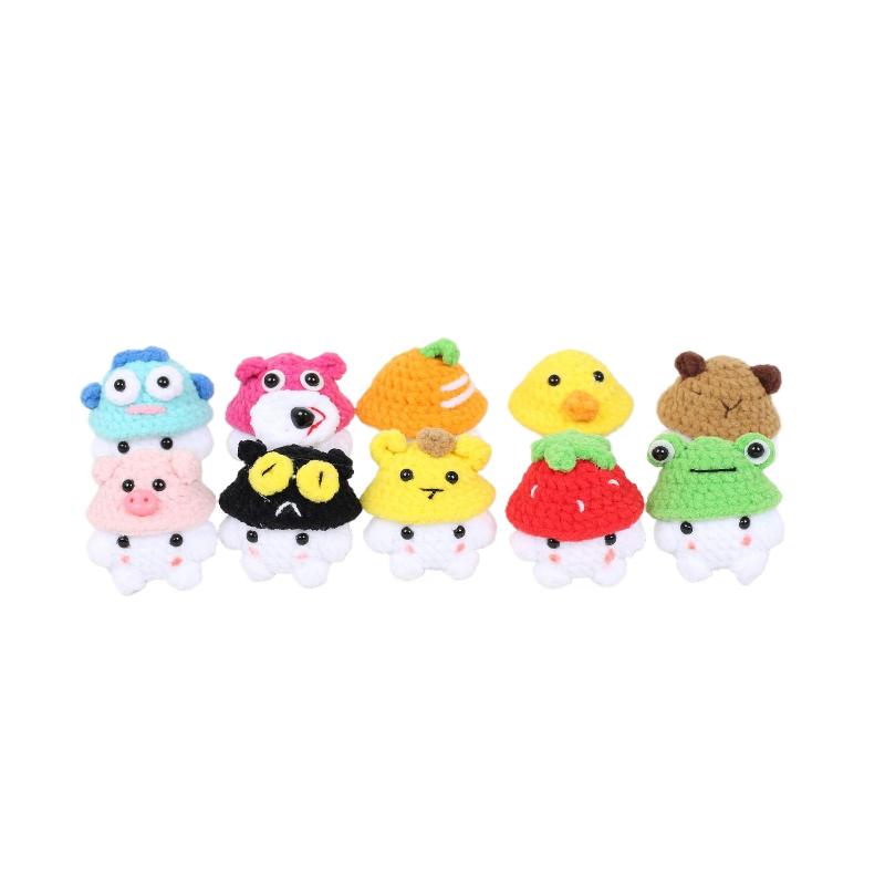 Creative Cute Small Animal Knitting Keychain Pendant Car Bag Decoration Funny Handmade Crochet Doll Ornaments Girls Gifts