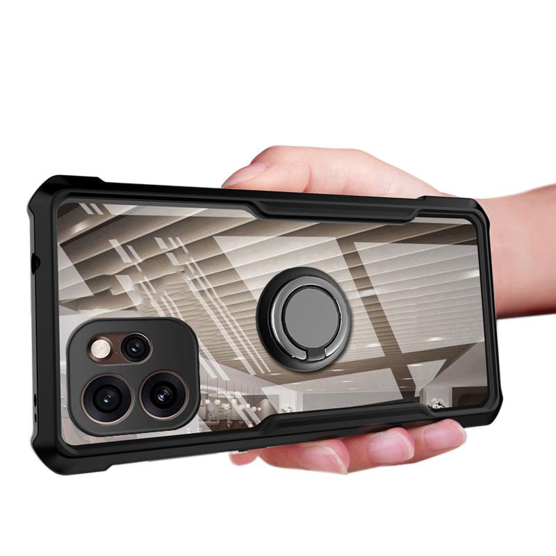 For OPPO Reno 15F 15 Pro Max Case Hard Phone Case Clear Transparent Shockproof Car Navigation Holder Ring for OPPO Reno 15 Pro Phone Casing