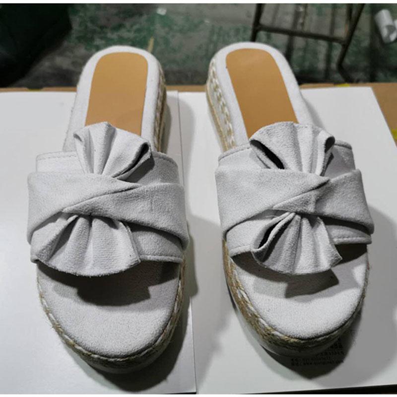 Женские шлепанцы, шлепанцы с бантом, женские уличные пляжные туфли с открытым носком, женские повседневные удобные сандалии на плоской платформе, женские летние