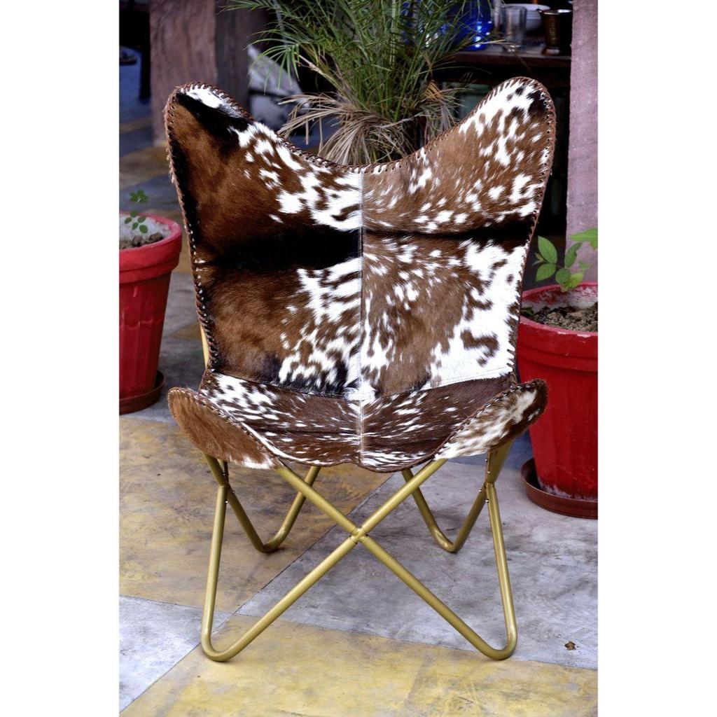 Vintage Lounge Accent Chair Classic Buffalo Leather Butterfly Chair Retro BKF