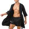 Men Casual Lounge Homewear Night Robe Sleepwear Pajamas Hooded Night-robe