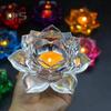 Chinese Clear Lotus Candle Holder Faux Crystal Flower Taper Pillar Tealight Candle Candleholder Candlestick Wedding Party Table Centerpiece