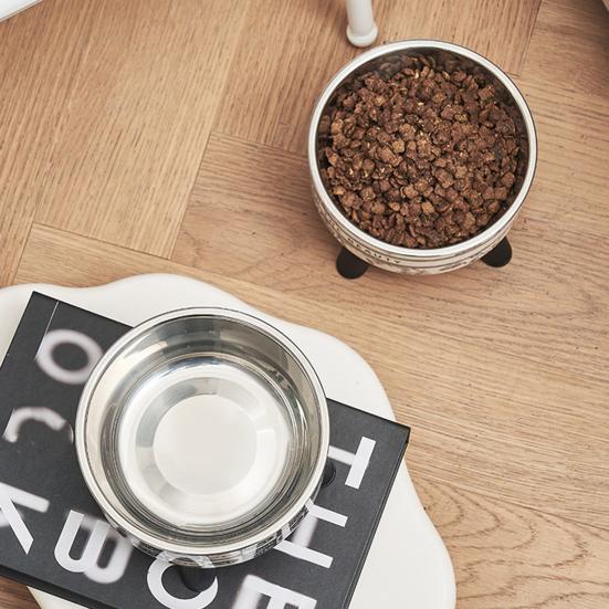 Yousheng Elevated Pet Food Bowl Приподнятая миска для кормления кошек с подставкой Нескользящая нержавеющая сталь Диспенсер для воды и корма для кошек и собак