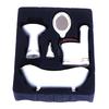 5Pcs 1:12 Dollhouse Miniature Porcelain Bathroom Set Toilet Basin Bathtub Mirror