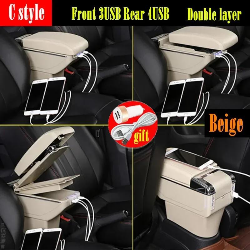 For Ford Focus mk1 Armrest Box For For Ford Focus mk1 Universal Car Armrest nterior Parts Center Storage box with USB LED light