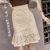 Jupe Femme 2024 Summer Skirt Womens Fishtail Skirt Apricot High Waist Lace Skirt Ruffled Hip Skirt