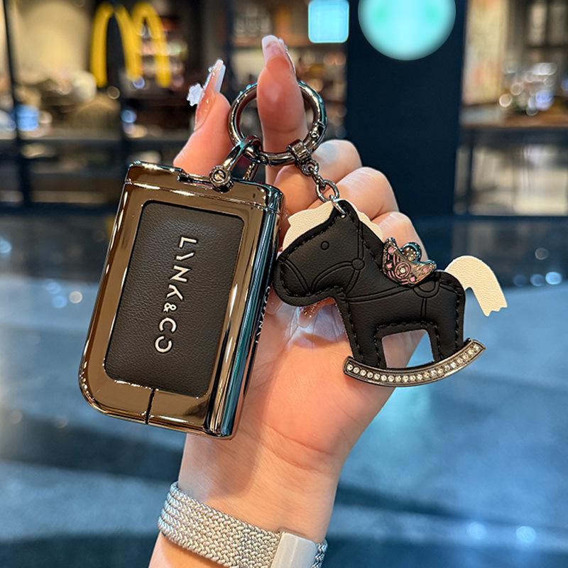 High-End Leather Metal Key Case: Fits Lynk & Co Models 03, 07, 09 - Full Coverage Protection for Remote Key Fob