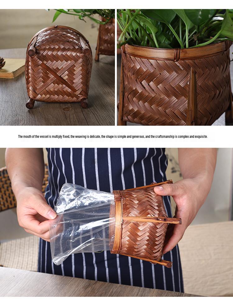 Плетеная из бамбука крышка-кашпо и ваза – Декоративная корзина ручной работы для хранения цветов и зеленого укропа