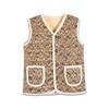 Floral Quilted Sherpa Warm Vest – Trending Korean Retro Style(Beige)