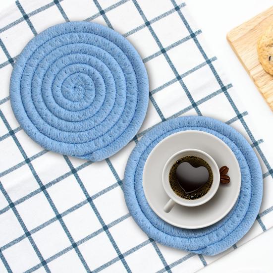 8 шт. хлопчатобумажные тканые подставки под напитки, впитывающие подставки для журнального столика, плетеные подставки, термостойкий защитный коврик для стола для всех чашек