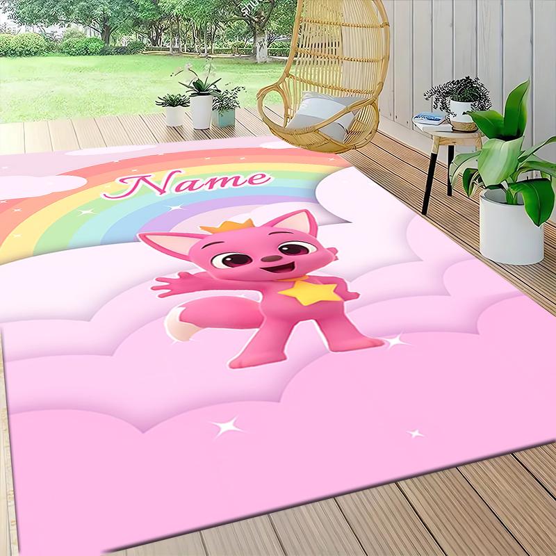 Custom Name Rainbow Fox Adventure Carpet Rug Customizable Soft Washable Anti-Slip Home Living Room Sofa Mats Personalized Rug. 0909161