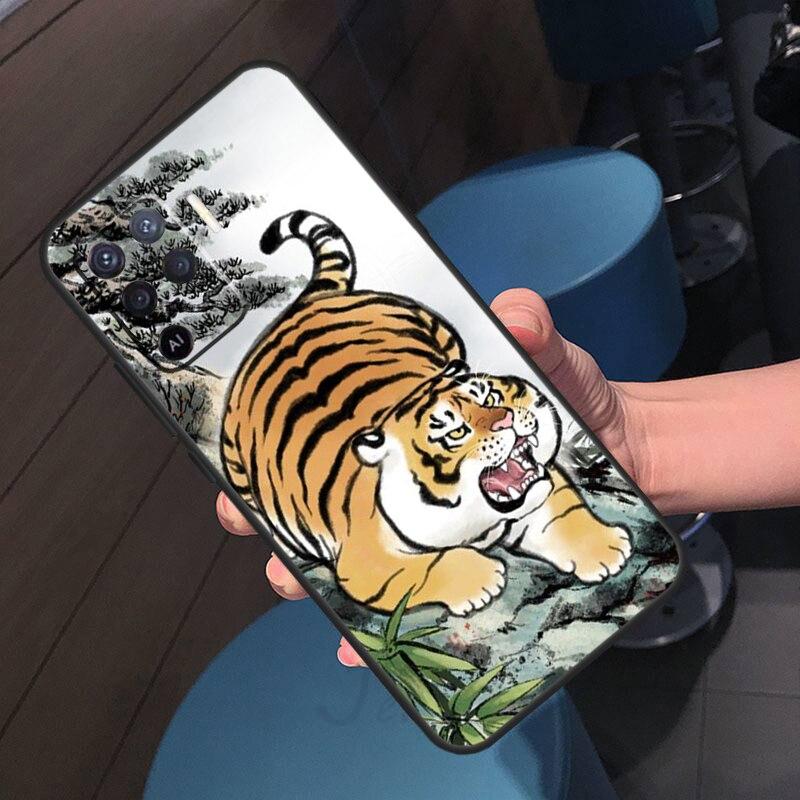 Чехол с милым толстым тигром для OPPO A52 A72 A92 A54 A74 A94 A3S A5S A5 A9 A31 A53 A83 A91 A93 A1K A15 A16