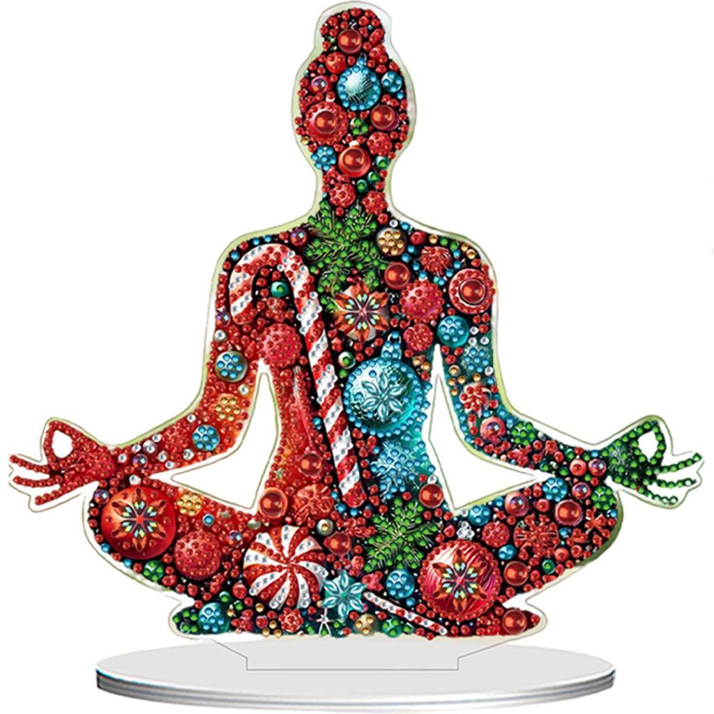 2D/Flat Yoga Woman DIY Table Top Diamond Painting Ornament Kits 5D DIY Diamond Art Tabletop Decorations Bedroom Table Decoration