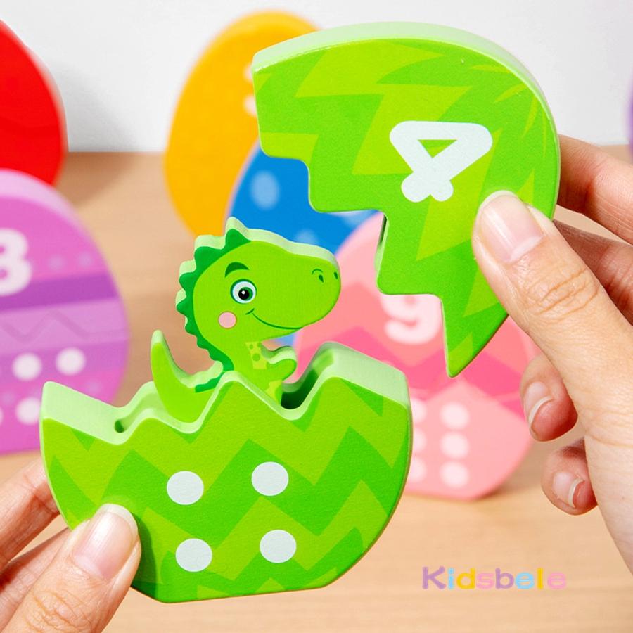 Деревянная Монтессори Игра-яйцо Динозавра Игрушка для Игры Игра на Сопоставление Цвета и Числа Подарок для Раннего Обучения Цветовое Восприятие Тактильная Игрушка для Малыша