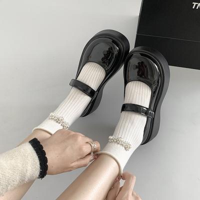 Ретро черные туфли-лодочки на высокой платформе из маленькой кожи женские 2025 новая летняя круглая носочная часть французские универсальные туфли Мэри Джейн