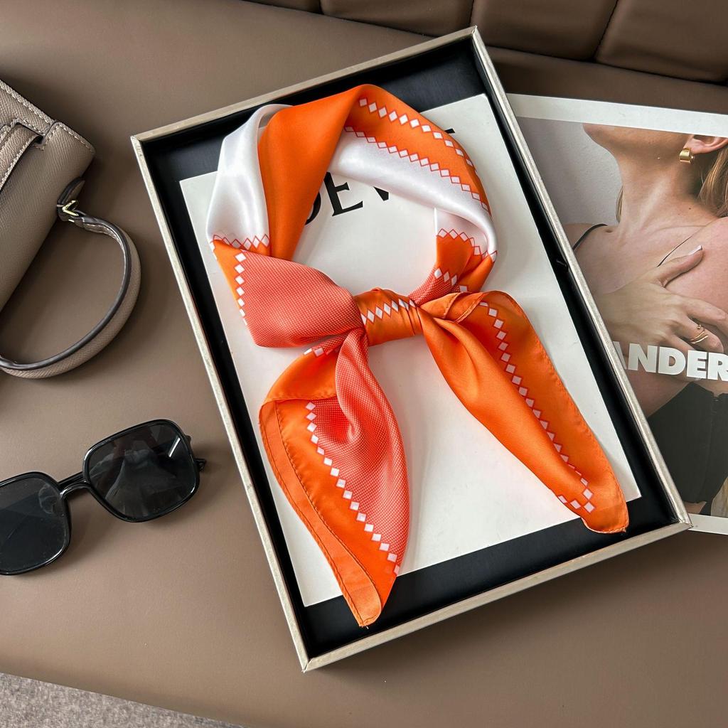 Шелковый шарф премиум-класса с принтом в корейском стиле - Универсальный модный аксессуар