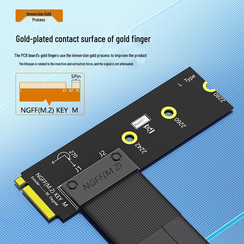 90° PCI-E 16X to M.2 NGFF Key M Extension Cable