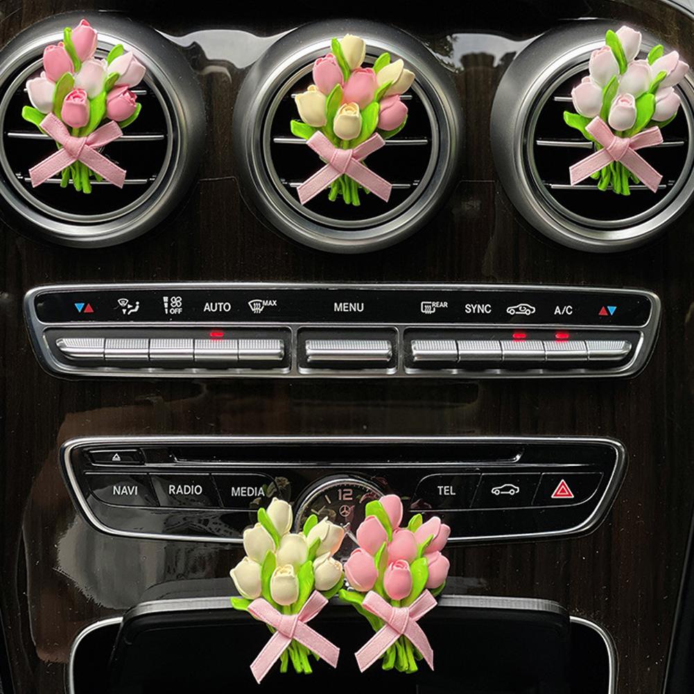 Автомобильный ароматизатор-клипса для вентиляционного отверстия, кондиционер, ароматерапия, освежитель с милым дизайном в виде цветка тюльпана