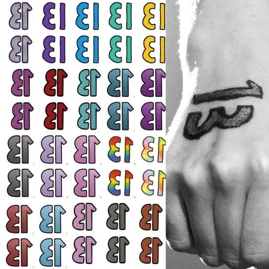 24Pcs Lucky Number 13 Temporary Tattoo Stickers Glittering Nightglow Hand Tattoos Idol Concert Rave Accessories for Fans Gift