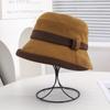 Осенне-зимняя шляпа рыбака, женская двухцветная вязаная шляпа, утолщенная теплая элегантная шляпа-тазик