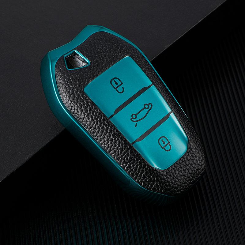 Peugeot Car Key Leather Case for 508L/4008/5008 - Unisex Protective Shell with Buckle
