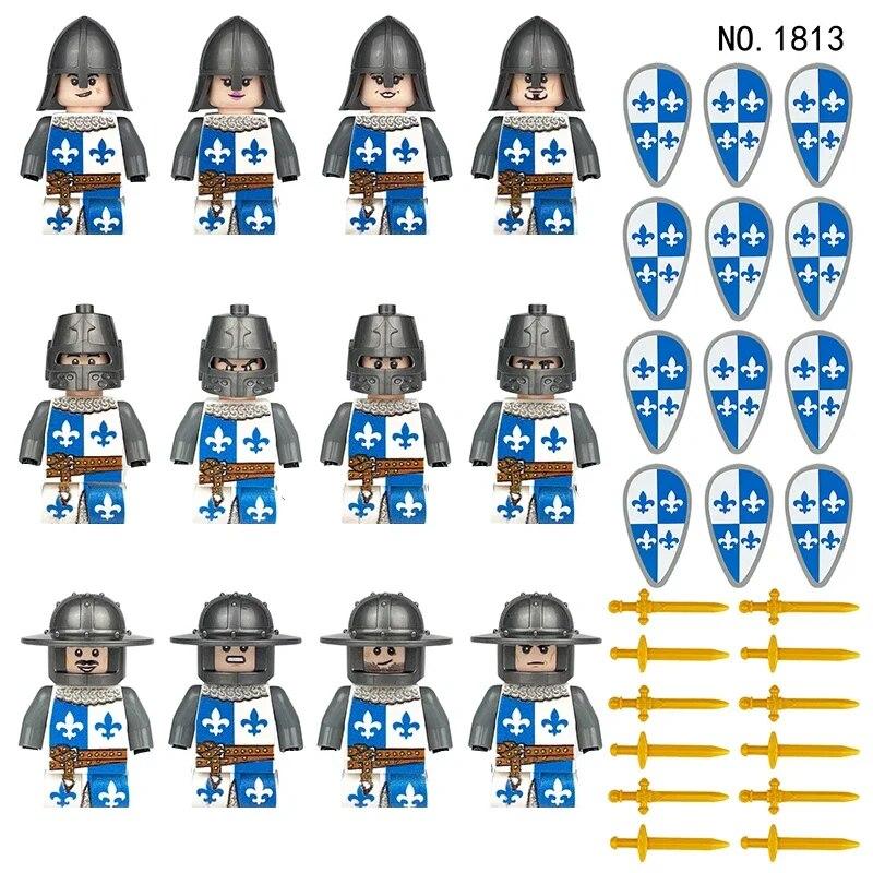 12 шт. MOC, средневековые древние римские рыцари, строительные блоки, военный замок, солдаты, фигурка, оружие, щит, меч, шлем, игрушка