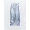 Za2024 Summer New Product Women's Clothes Fashion Elastic Waist Drawstring Wide Leg Aluminum Foil Casual Pants 8741038 406