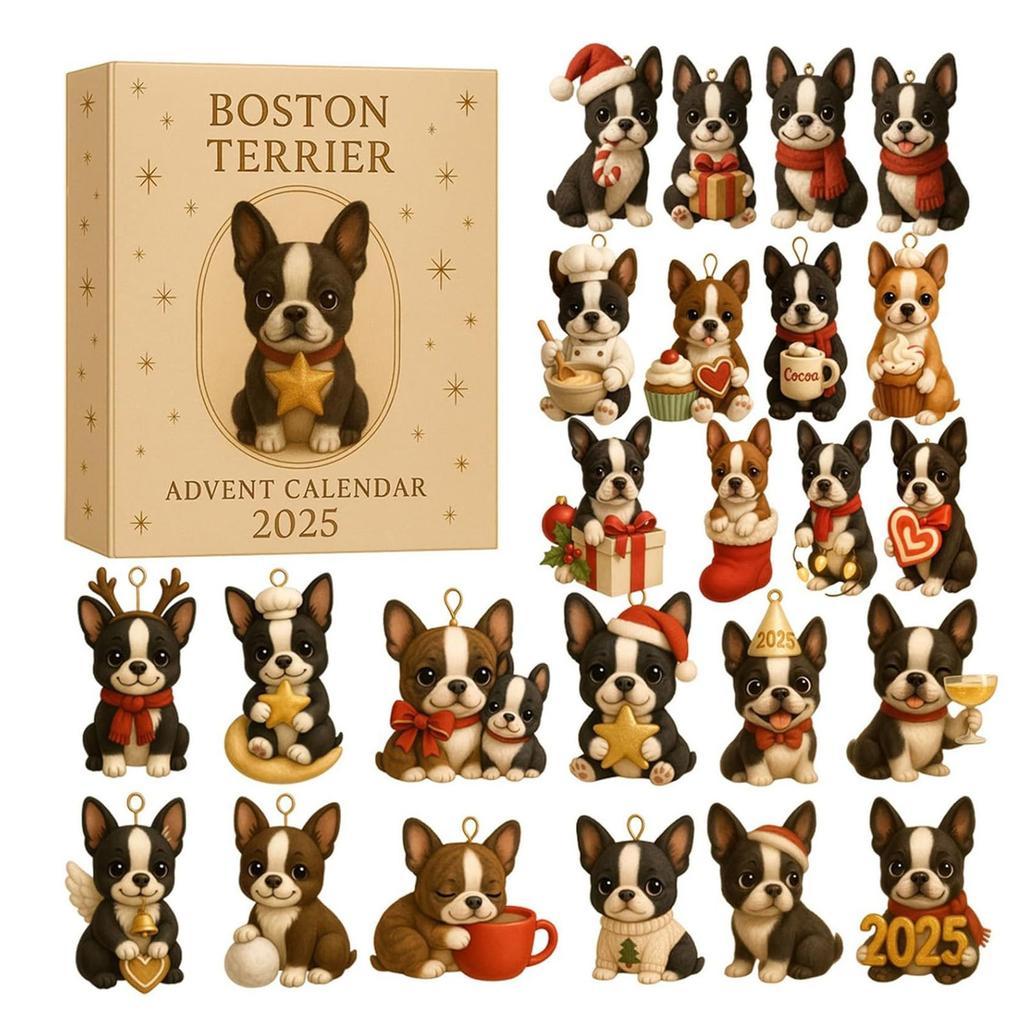 1 PC 2D Terrier Advent Calendar Christmas Decoration Acrylic Pendant