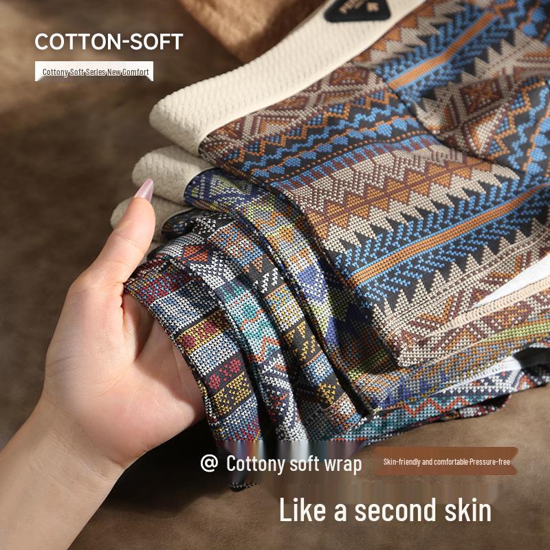 Мужские роскошные хлопковые трусы-боксеры в этническом стиле - Удобные, дышащие, со средней посадкой