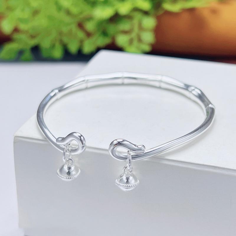 Zuyin 999.9 Bamboo Knot Bell Bracelet Women's Flower Youth Pure Silver Solid Bracelet Personalized Outlander Bracelet