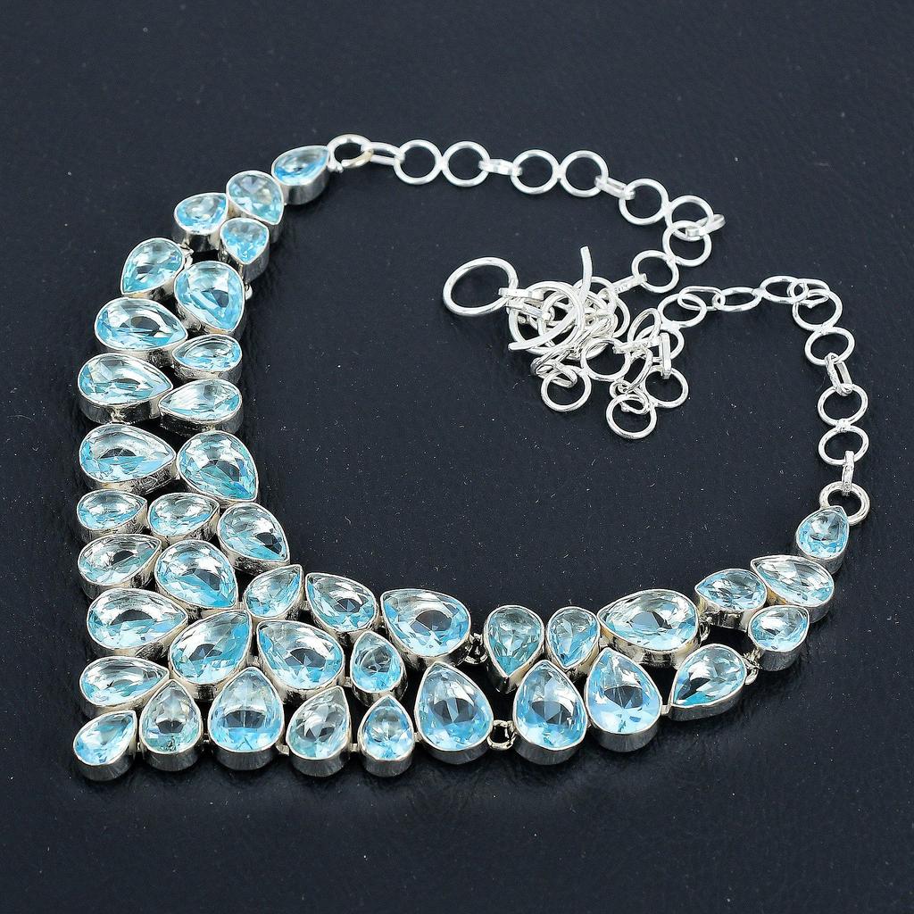 Beautiful Aquamarline Gemstone Handmade 925 Sterling Silver Necklace, Aquamarline Silver Necklace For Wife, Unisex Necklace Thanksgiving Gift