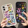 Colorful Butterfly Pattern Shockproof Phone Case for iPhone 16 15 14 Plus 13 12 11 Pro Max Xs Xr 8 7 Matte Tpu Soft Lens Protection Anti-Fall Cover
