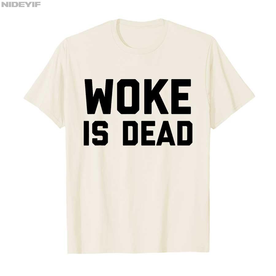Футболка с мемом "Woke is Dead" для мужчин и женщин, 100% хлопок, с коротким рукавом, P369