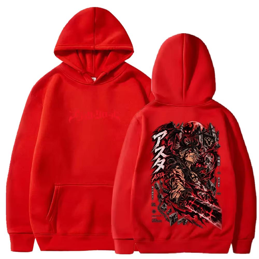Black Clover Asta The Black Bully Squad Manga Graphic Print Hoodie Men Women Streetwear Harajuku Y2K Fashion Sweatshirt Loose Casual Oversize Pullover