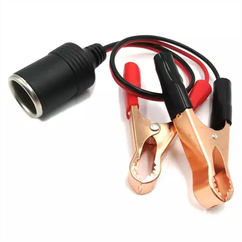 Car Cigarette Lighter Power with Terminal Clamp Clip Female Socket Adaptor for Camping Battery Pump Power Adapter Splitter 12V