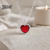 Blue Gemstone Pendant Heart Necklace Faux Diamond Sparkly Romantic Light-reflecting