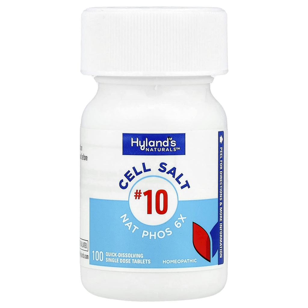 Hyland's Naturals Cell Salt #10, Nat Phos 6X, Fast Dissolve Single Tablets, 100 Tablets
