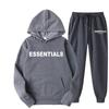 Mens Womens Hooded Sweatshirt Set Winter Warm Fleece Lined Casual Sportswear Tracksuit Two Piece Outfit