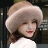 Теплая шапка-рыбак с плюшевыми полями, однотонная, утолщенная, из искусственного меха норки