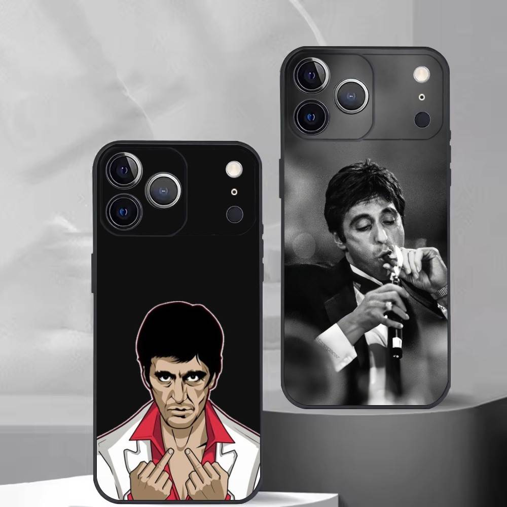 Чехол для телефона R-Scarfaces T-Tony Montana для iPhone 17,16,15,14,13,12,11 Plus,Pro Max,XS,Мягкий силиконовый черный чехол