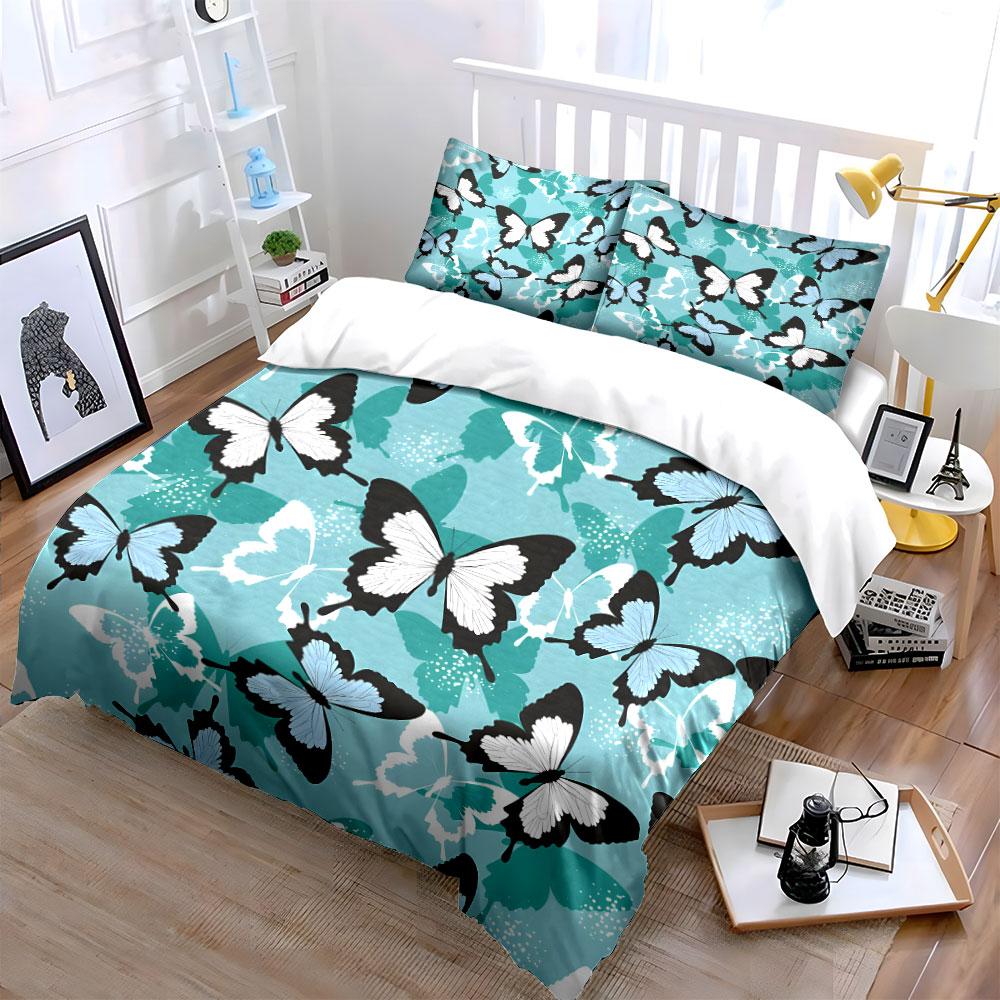 Butterfly-Themed Three-Piece Bedding Set kid's and adults' bedroom decor, Exquisite three-piece bedding set gift